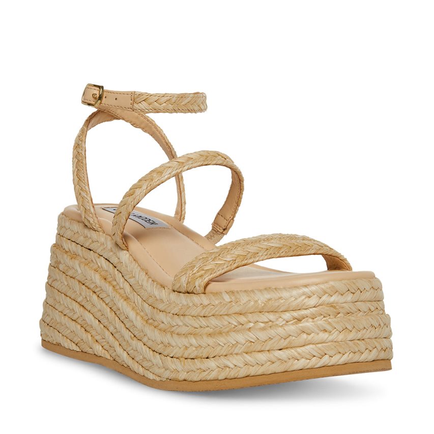 Zapatos Cuña Steve Madden Abundant Natural Raffia Mujer Beige | ES QC9E36